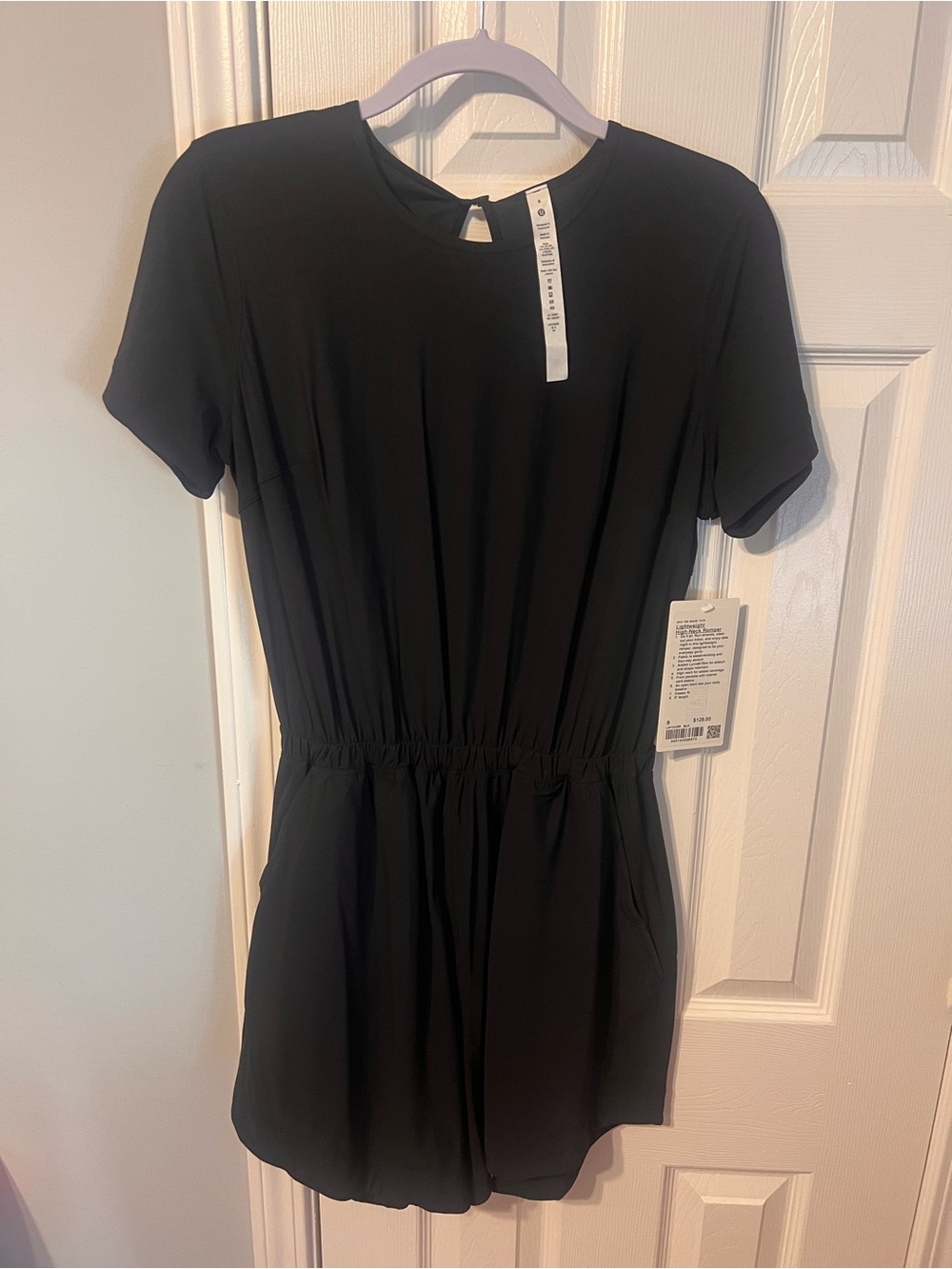 lululemon athletica Black Short-Sleeve Drawstring Waist Dress